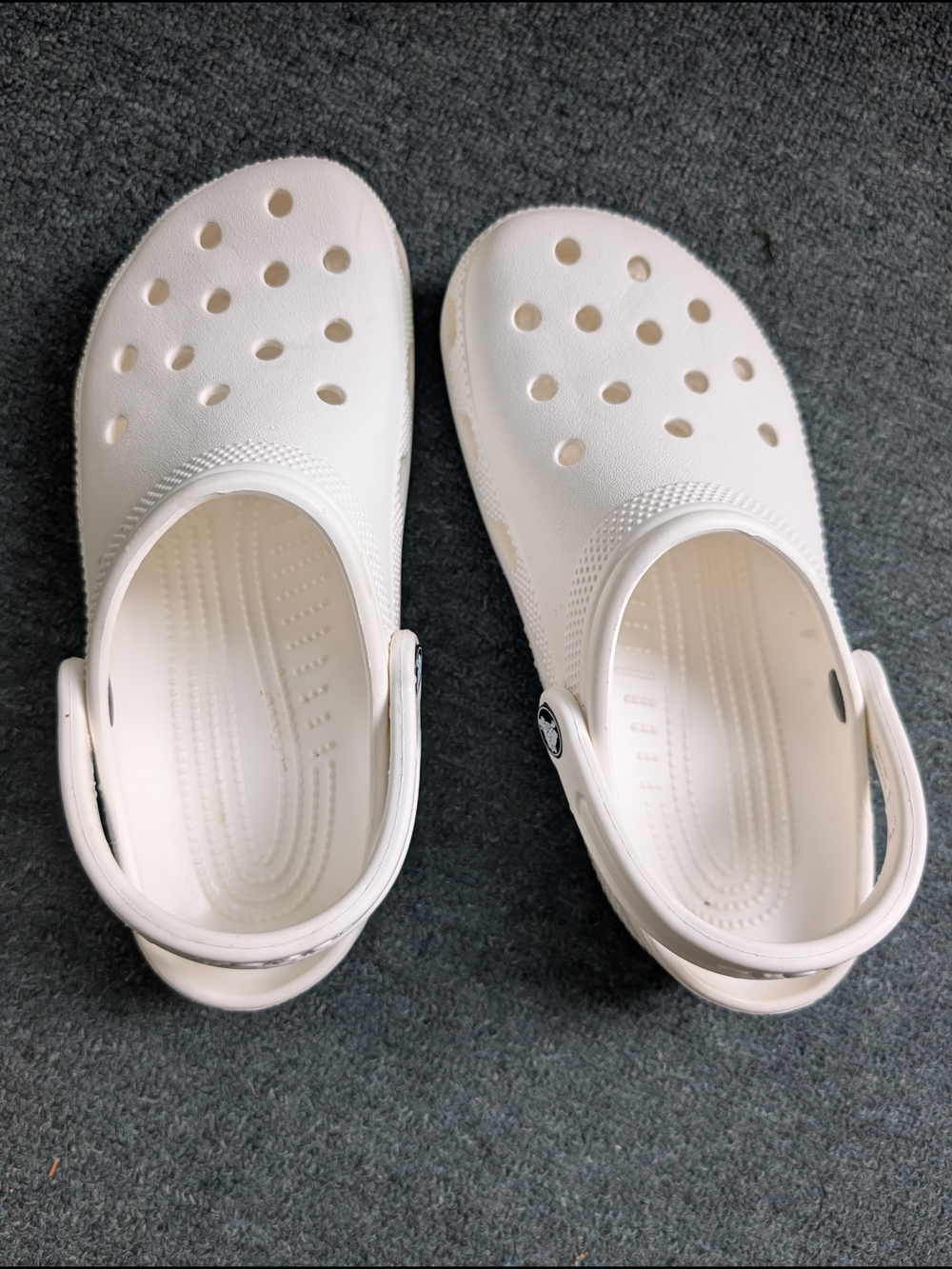 CROCS Kids Classic White Clogs with Heel Strap